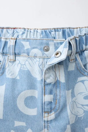 Денимовые бермуды с шахматным принтом Mickey Mouse © Disney- Заказать в России