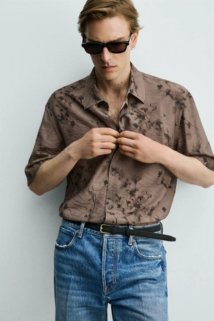 Рубашка струящегося кроя с абстрактным принтом- Заказать в России