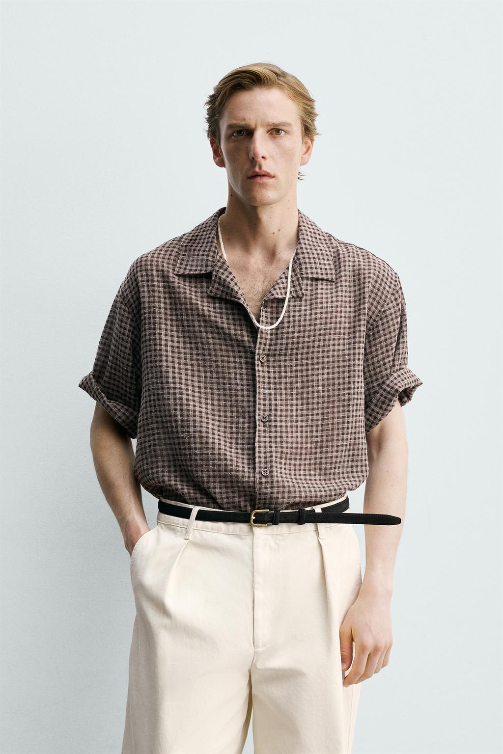 РУБАШКА RELAXED FIT ЖАККАРД В КЛЕТКУ