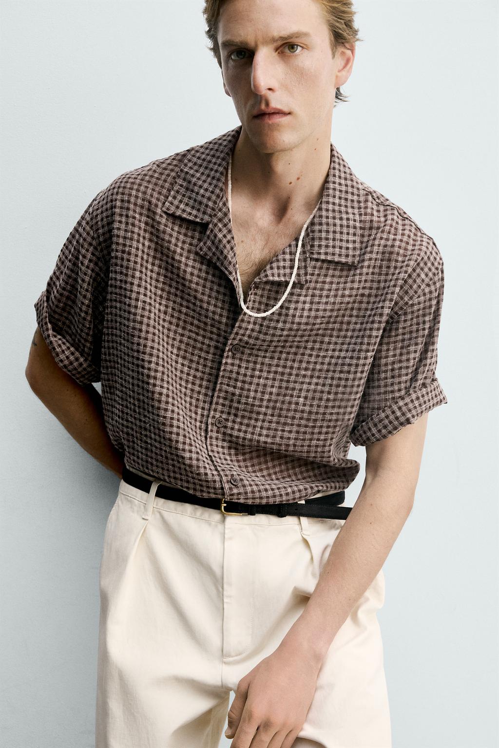 РУБАШКА RELAXED FIT ЖАККАРД В КЛЕТКУ