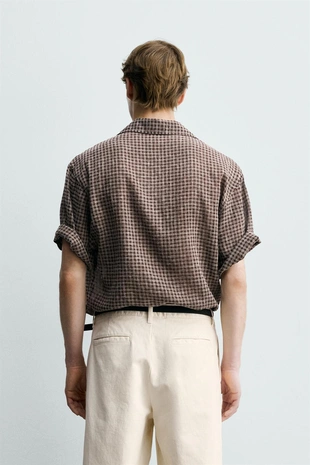 Рубашка Relaxed Fit жаккард в клетку- Заказать в России