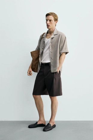 Рубашка Relaxed Fit жаккард в клетку- Заказать в России