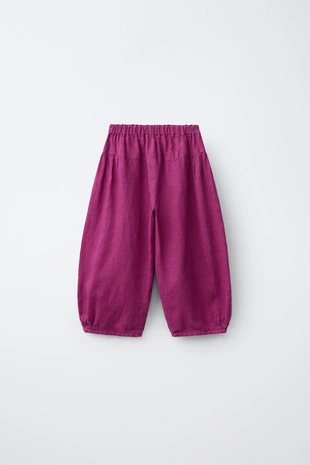 Брюки-багги из 100% льна- Заказать в России