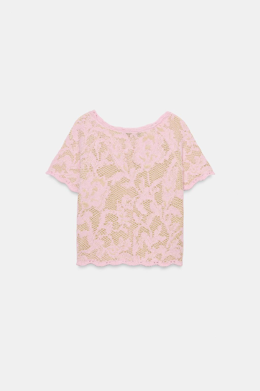 ЖАККАРДОВЫЙ КАРДИГАН С КОРОТКИМИ РУКАВАМИ