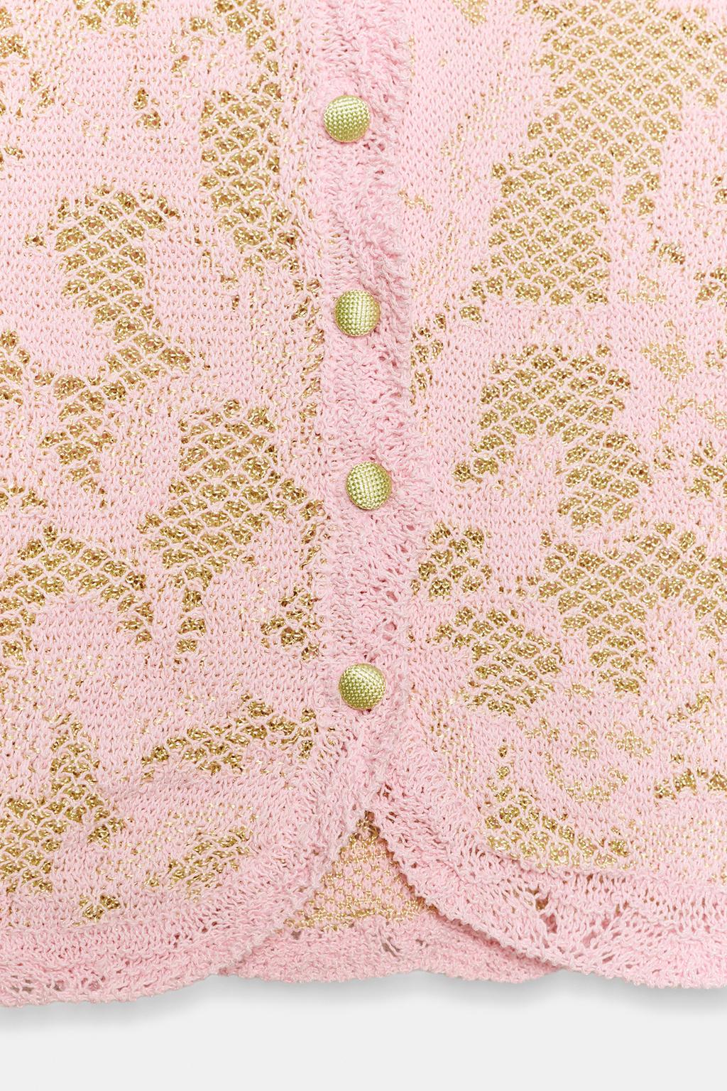 ЖАККАРДОВЫЙ КАРДИГАН С КОРОТКИМИ РУКАВАМИ