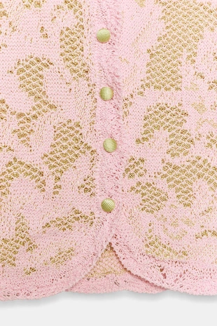 Жаккардовый кардиган с короткими рукавами- Заказать в России