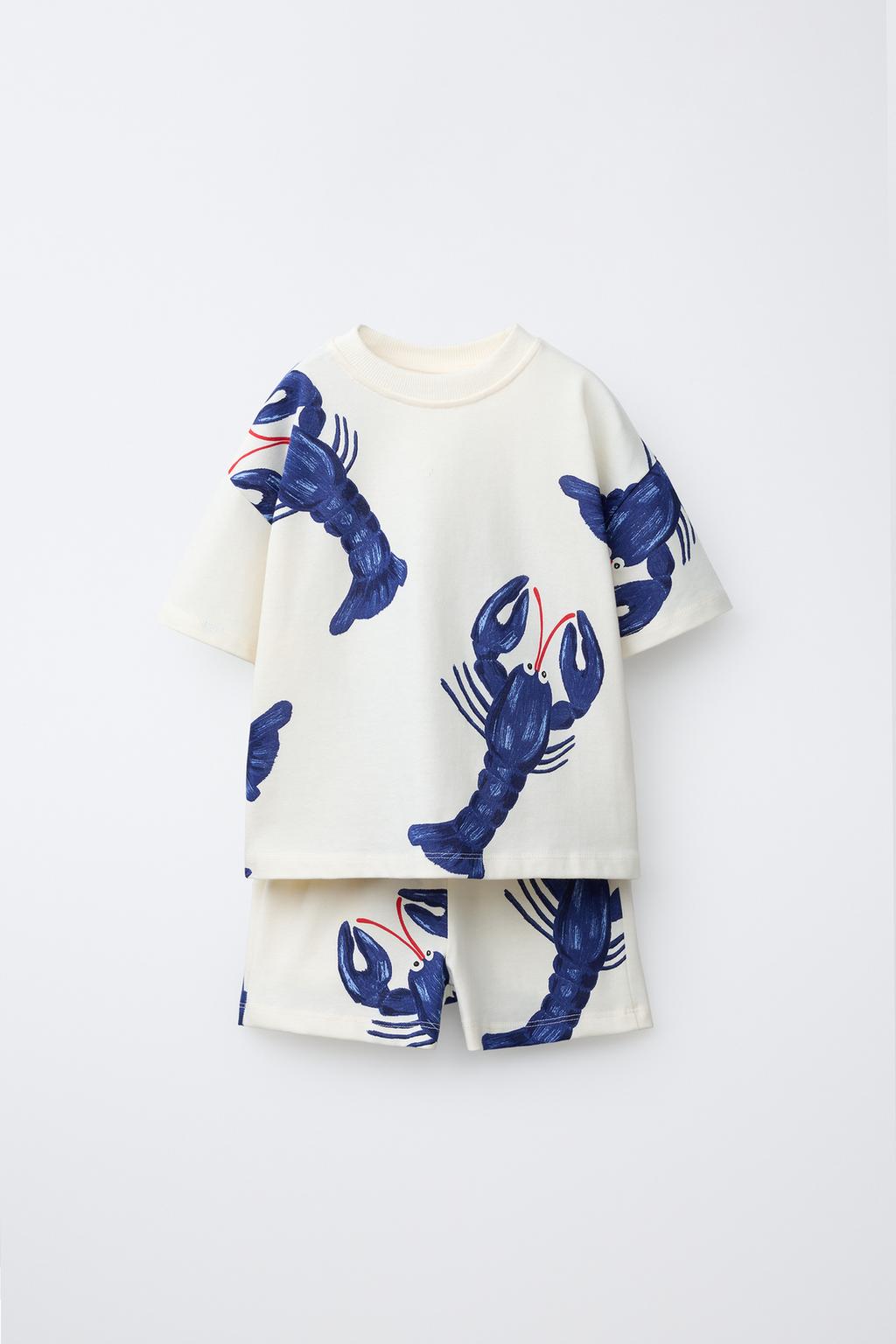 КОМПЛЕКТ ДЖОГГИНГ ФУТБОЛКА И БЕРМУДЫ С ЛАНГУСТАМИ