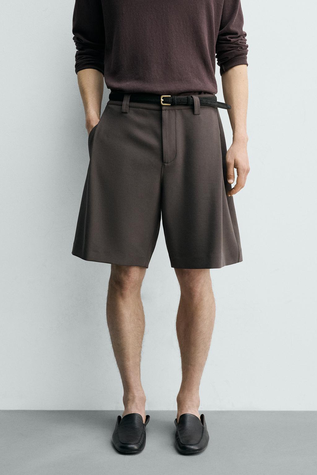 ШОРТЫ RELAXED FIT С БОКОВЫМИ СКЛАДКАМИ