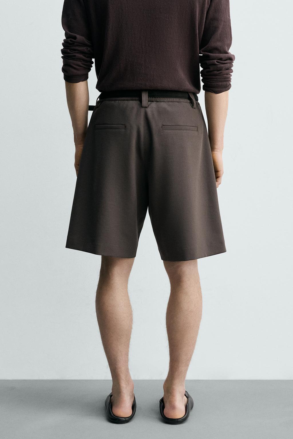 ШОРТЫ RELAXED FIT С БОКОВЫМИ СКЛАДКАМИ