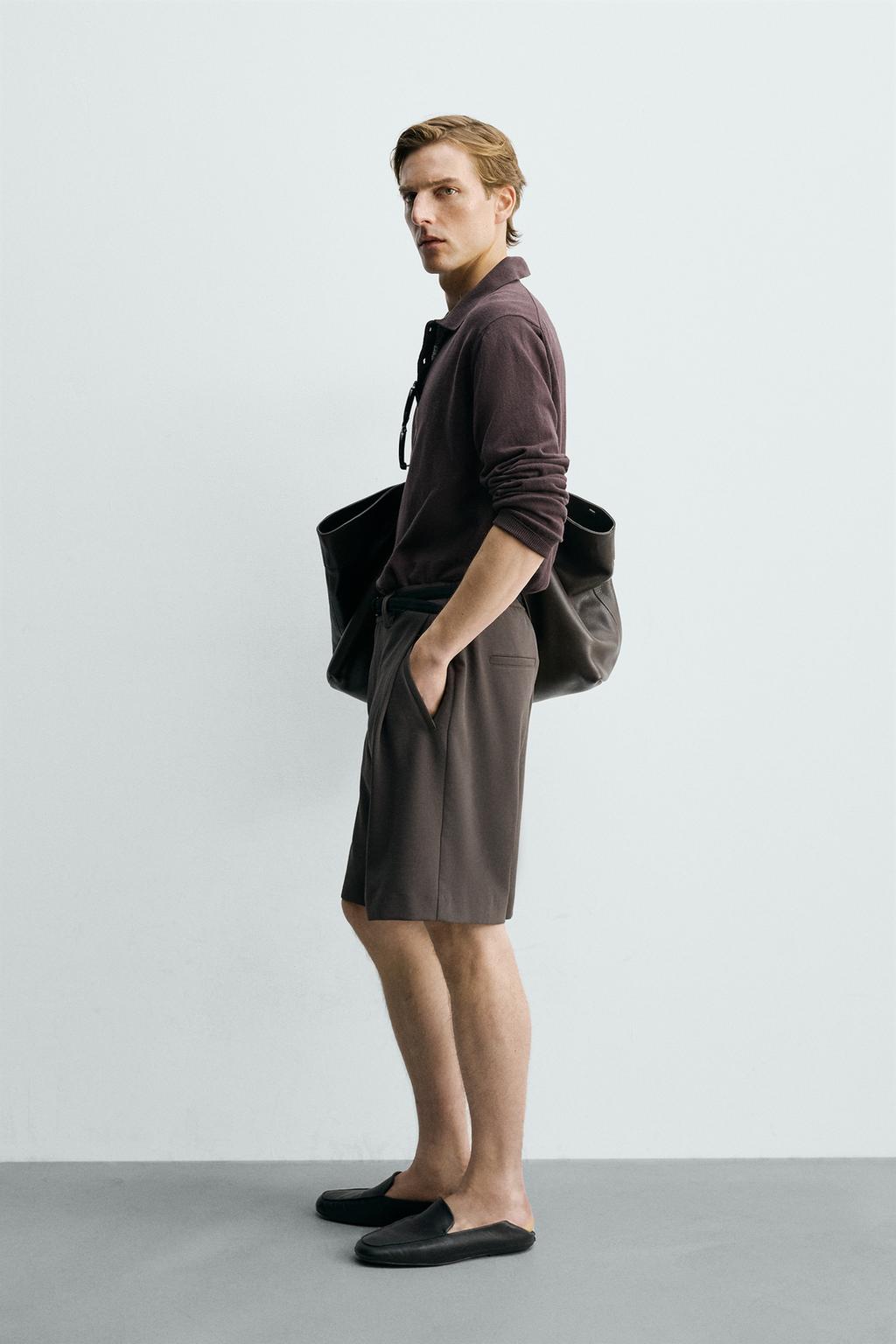 ШОРТЫ RELAXED FIT С БОКОВЫМИ СКЛАДКАМИ