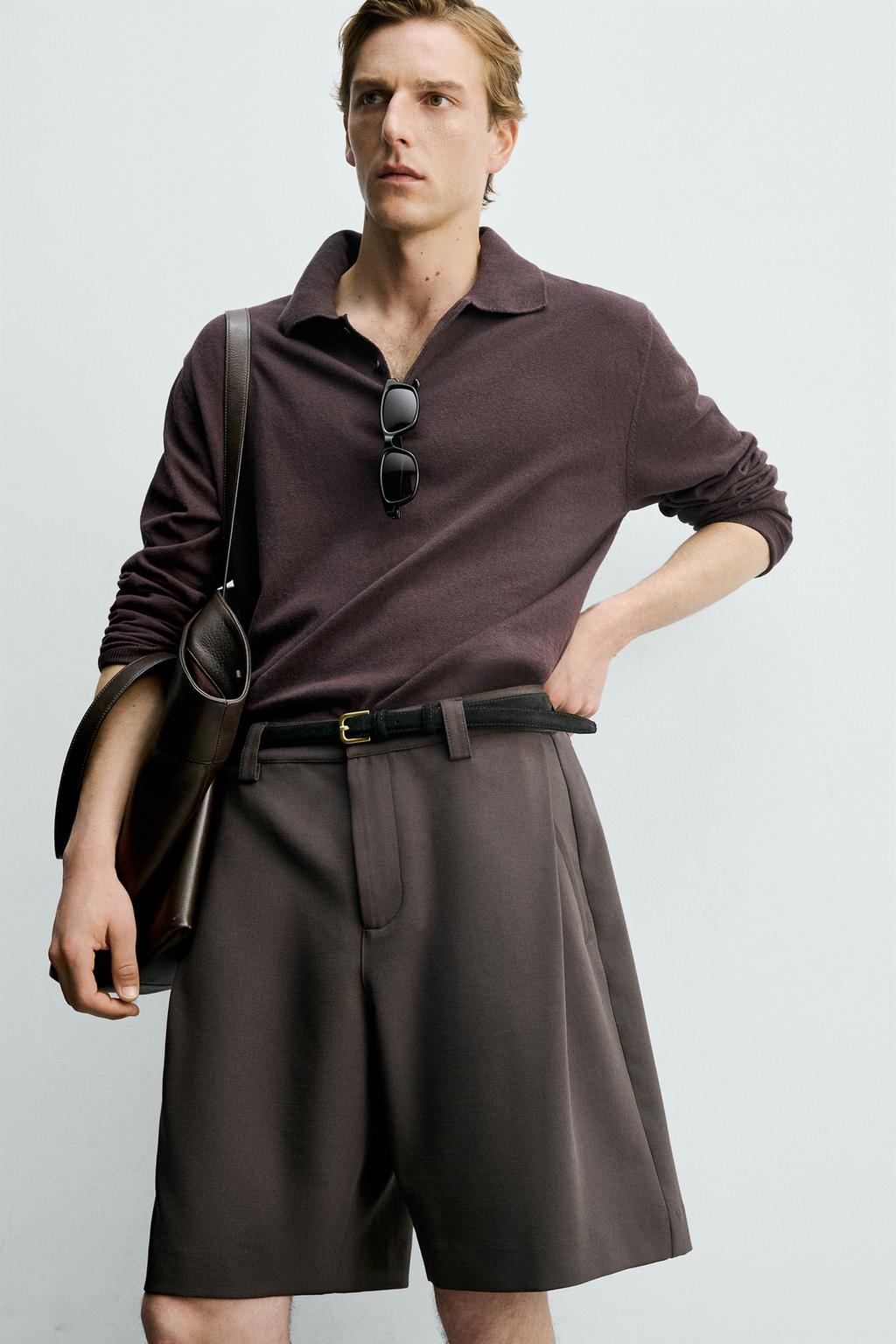 ШОРТЫ RELAXED FIT С БОКОВЫМИ СКЛАДКАМИ