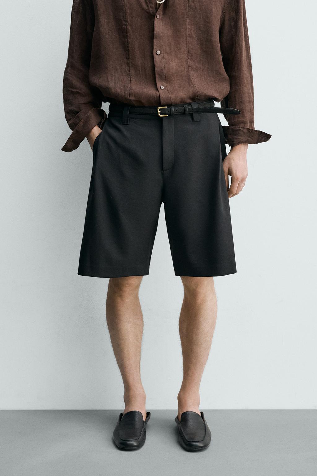 ШОРТЫ RELAXED FIT С БОКОВЫМИ СКЛАДКАМИ