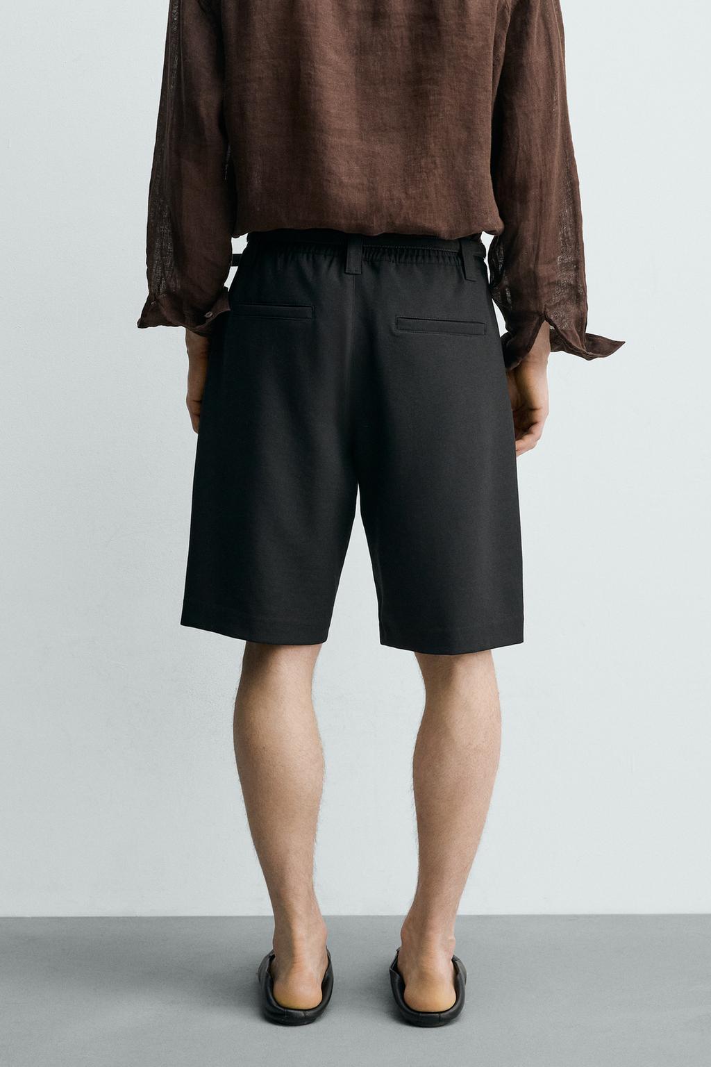 ШОРТЫ RELAXED FIT С БОКОВЫМИ СКЛАДКАМИ