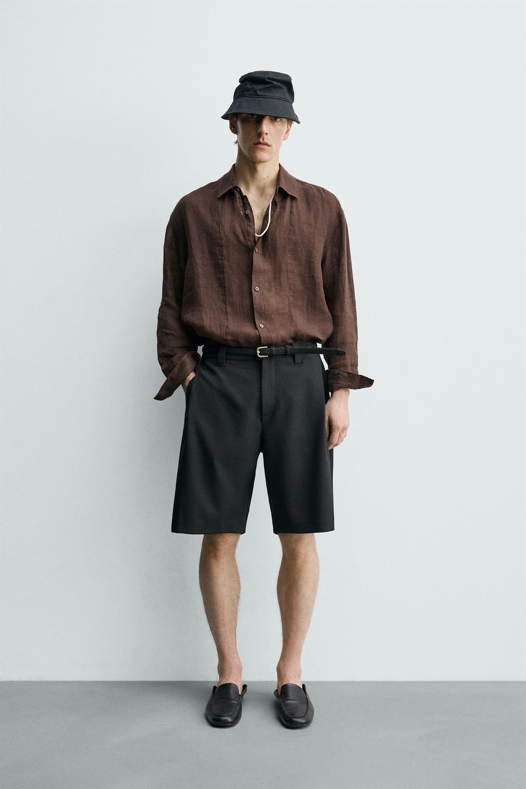 ШОРТЫ RELAXED FIT С БОКОВЫМИ СКЛАДКАМИ