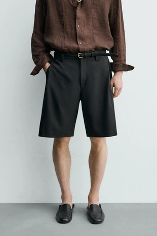 Шорты Relaxed Fit с боковыми складками- Заказать в России