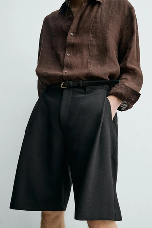 Шорты Relaxed Fit с боковыми складками- Заказать в России