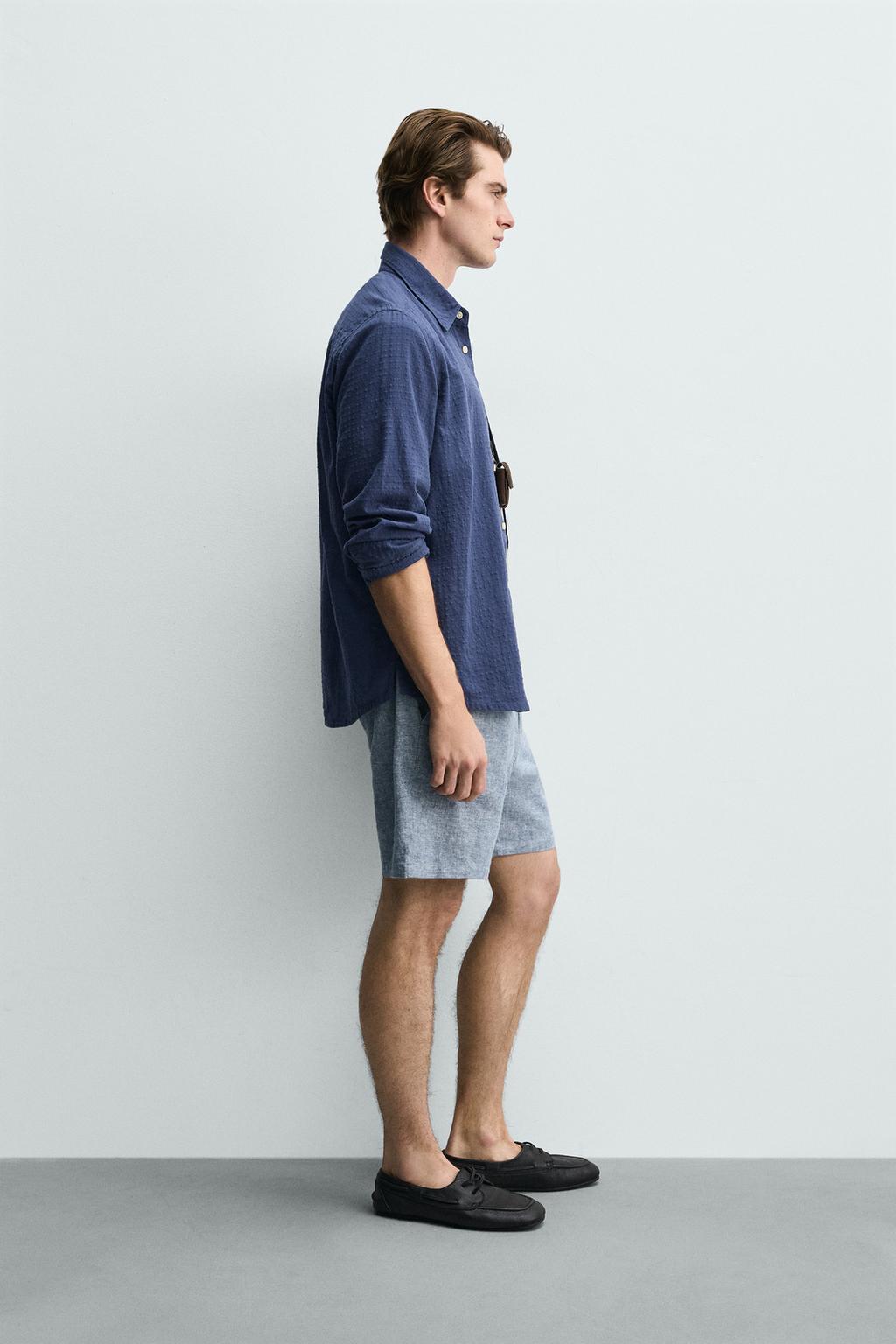 ШОРТЫ REGULAR FIT ИЗ РЕЛЬЕФНОЙ ТКАНИ