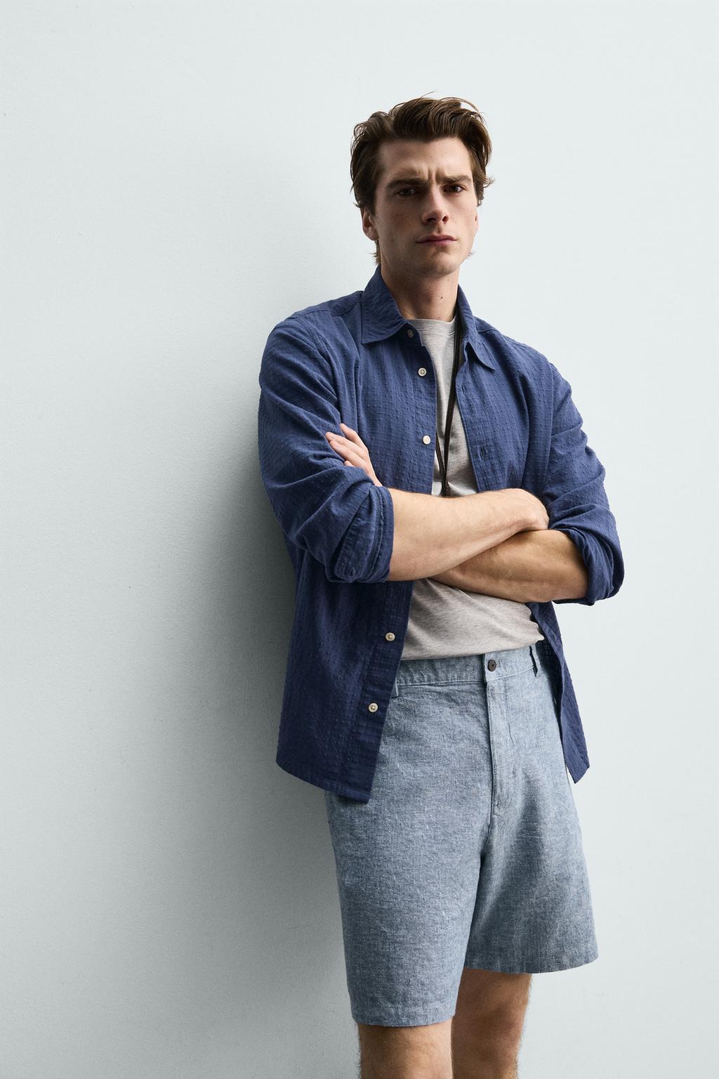 ШОРТЫ REGULAR FIT ИЗ РЕЛЬЕФНОЙ ТКАНИ