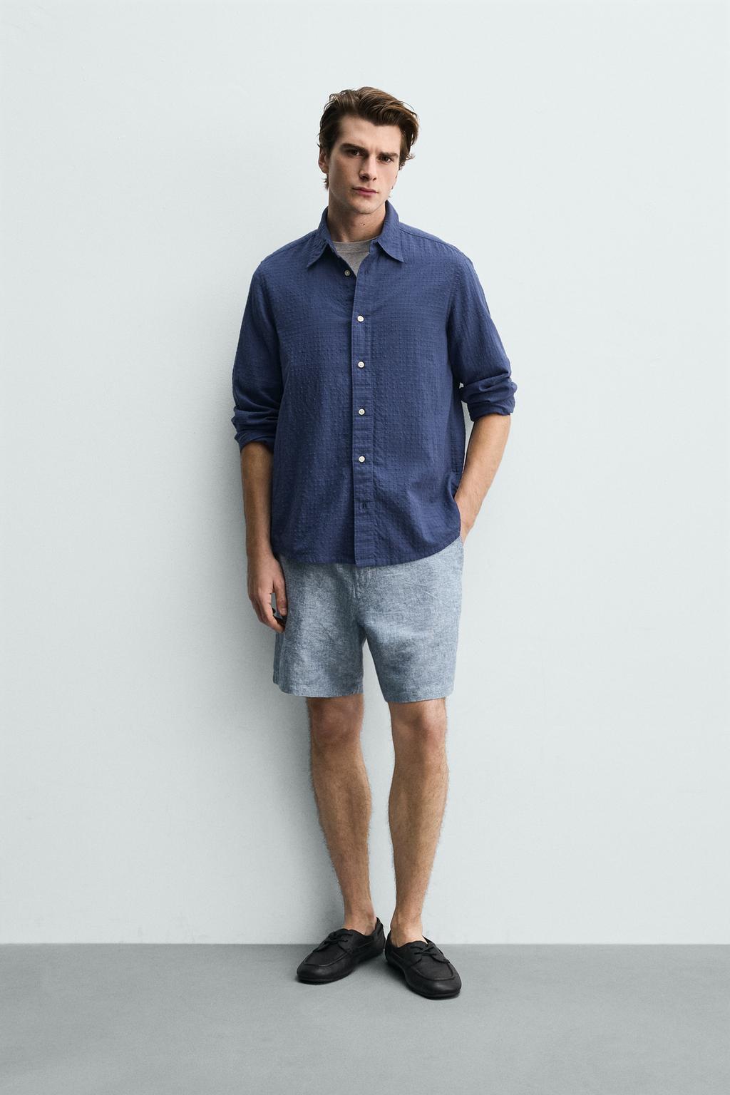 ШОРТЫ REGULAR FIT ИЗ РЕЛЬЕФНОЙ ТКАНИ