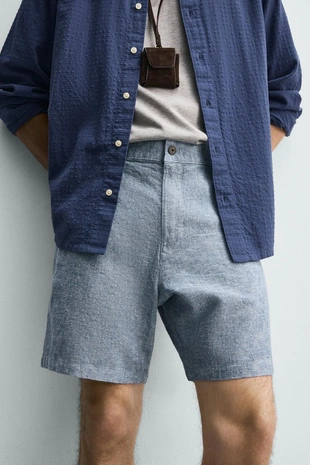 Шорты Regular Fit из рельефной ткани- Заказать в России