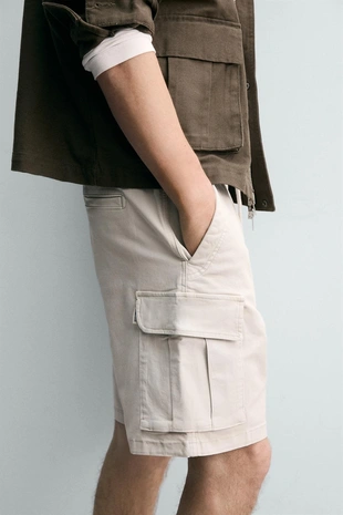 Шорты карго  с эффектом потертости- Заказать в России