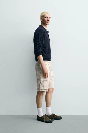 Шорты карго  с эффектом потертости