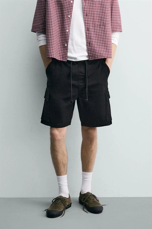 Шорты карго  с эффектом потертости