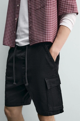 Шорты карго  с эффектом потертости- Заказать в России