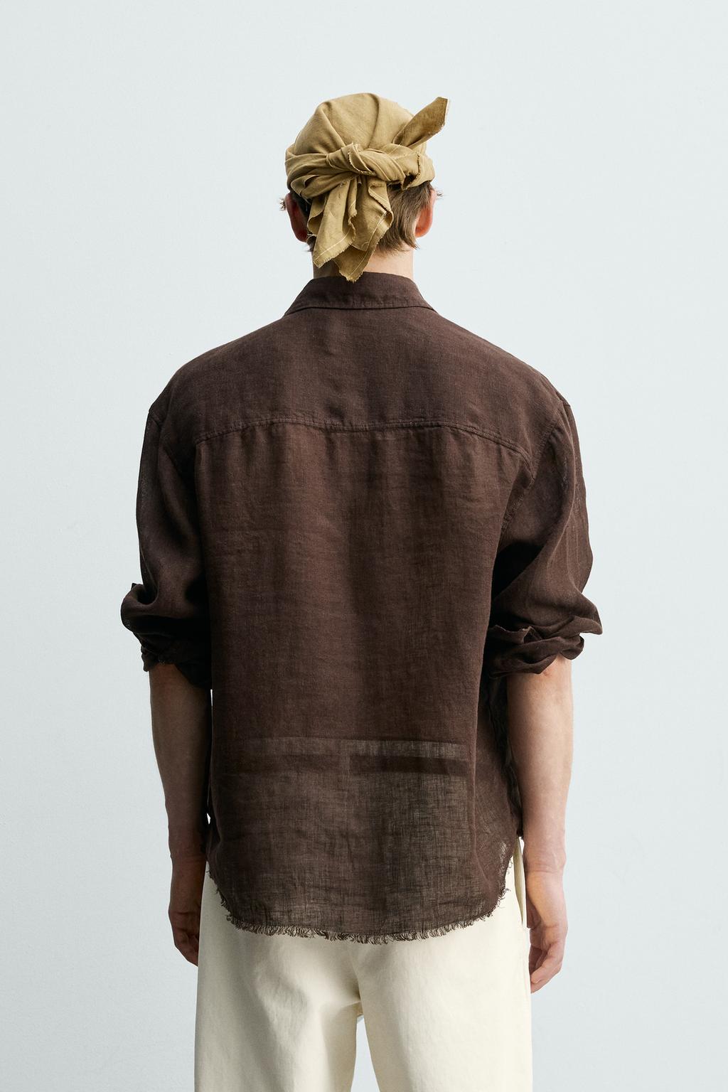 РУБАШКА ИЗ 100% ПОЛУПРОЗРАЧНОГО ЛЬНА