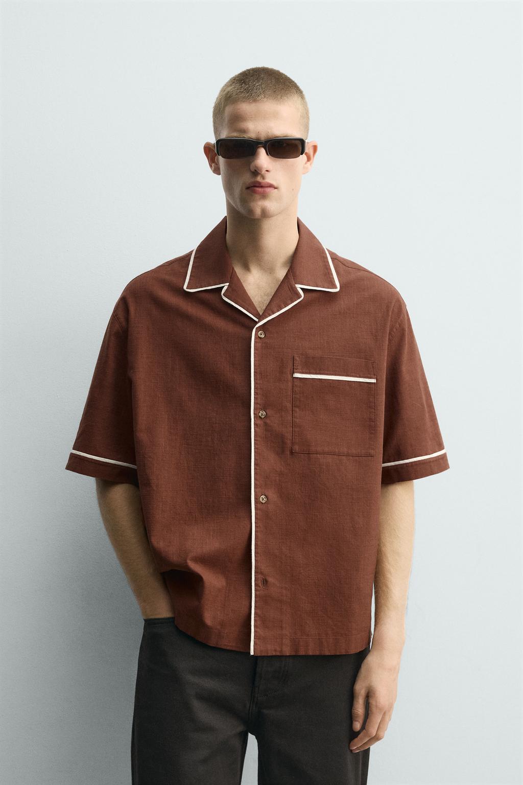 РУБАШКА RELAXED FIT С КОНТРАСТНОЙ ОТДЕЛКОЙ