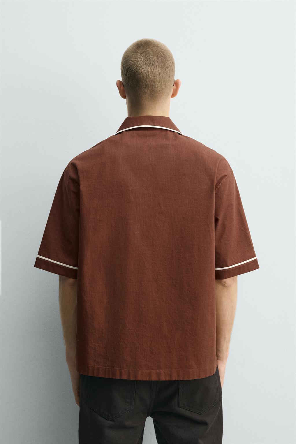 РУБАШКА RELAXED FIT С КОНТРАСТНОЙ ОТДЕЛКОЙ