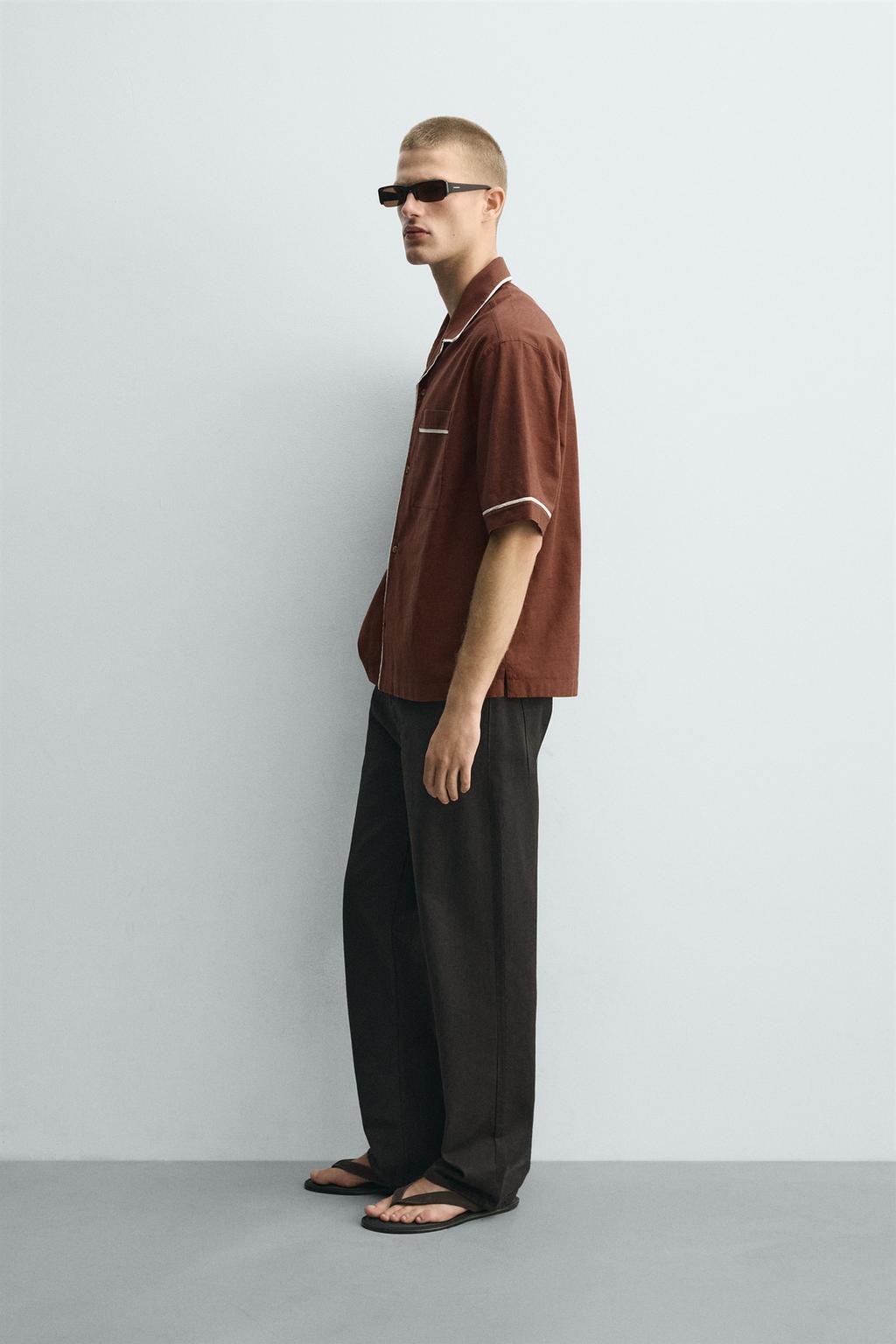 РУБАШКА RELAXED FIT С КОНТРАСТНОЙ ОТДЕЛКОЙ