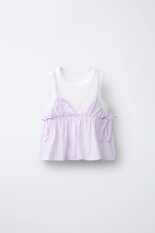 Топ в полоску с футболкой в рубчик- Заказать в России