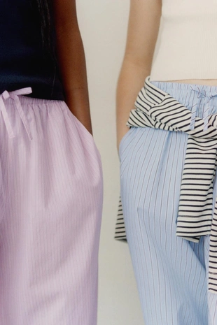 Брюки-шары в полоску- Заказать в России