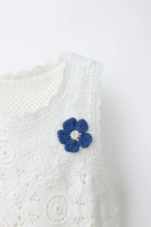 Топ из кружева кроше с цветами- Заказать в России