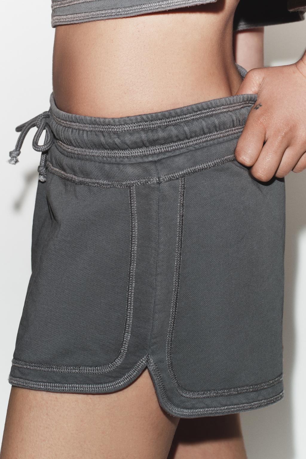 ШОРТЫ НА ШНУРКАХ С ЭФФЕКТОМ ПОТЕРТОСТИ