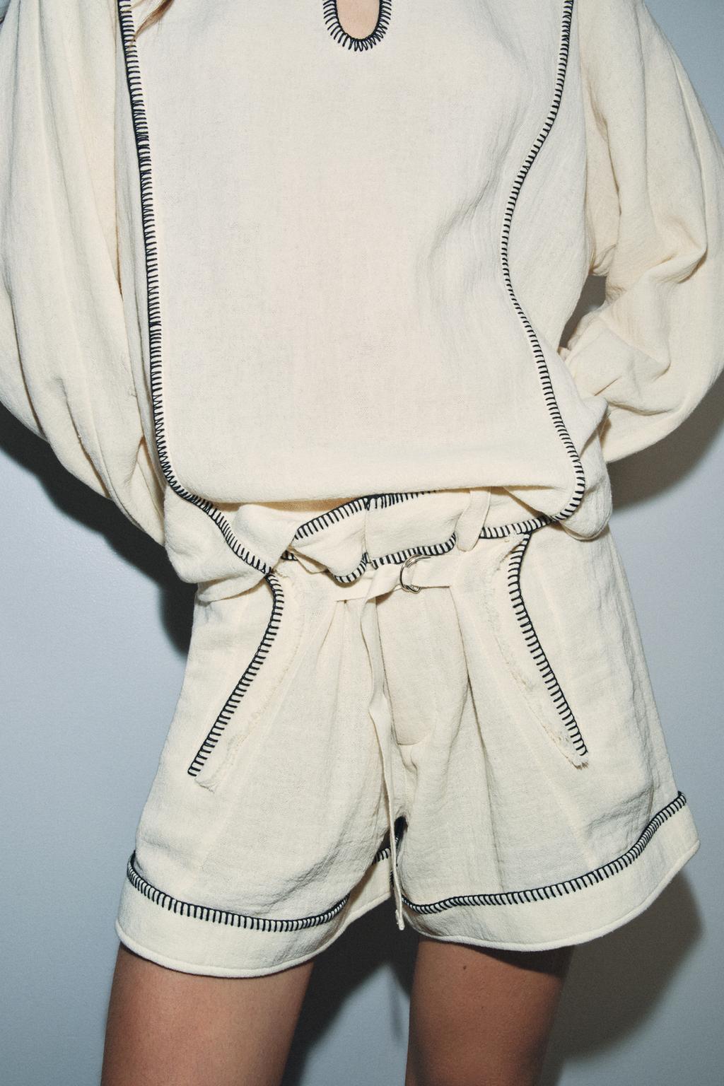 ШОРТЫ С ДЕКОРАТИВНОЙ СТРОЧКОЙ — ZW COLLECTION