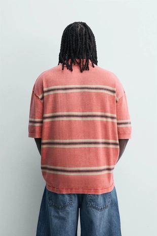 Трикотажное поло  в полоску- Заказать в России