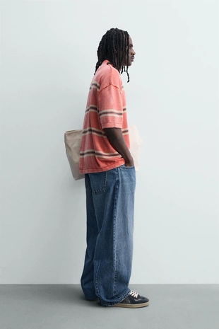 Трикотажное поло  в полоску- Заказать в России