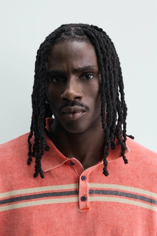 Трикотажное поло  в полоску- Заказать в России