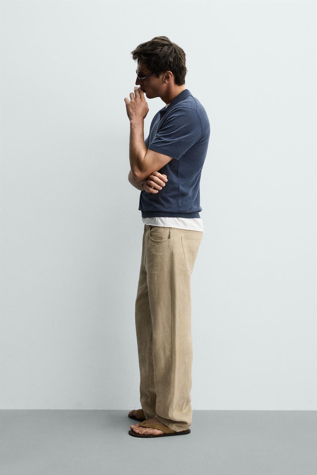 ПОЛО ИЗ РЕЛЬЕФНОГО ТРИКОТАЖА С ЭФФЕКТОМ ПОТЕРТОСТИ