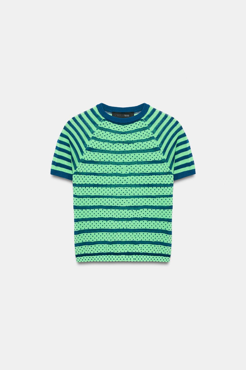 ТРИКОТАЖНЫЙ ТОП В ПОЛОСКУ И ГОРОШЕК