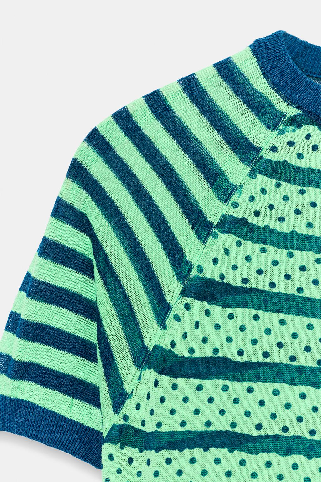 ТРИКОТАЖНЫЙ ТОП В ПОЛОСКУ И ГОРОШЕК