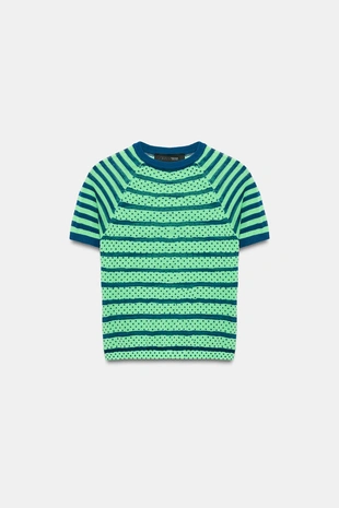 Трикотажный топ в полоску и горошек- Заказать в России