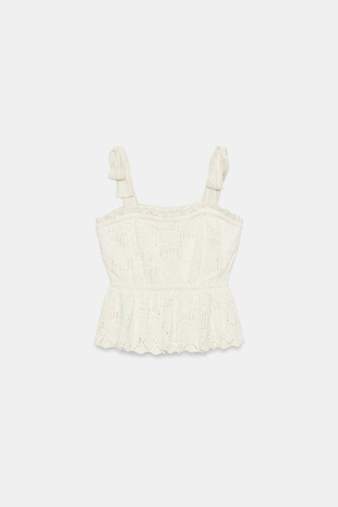 Топ в романтическом стиле с завязками- Заказать в России