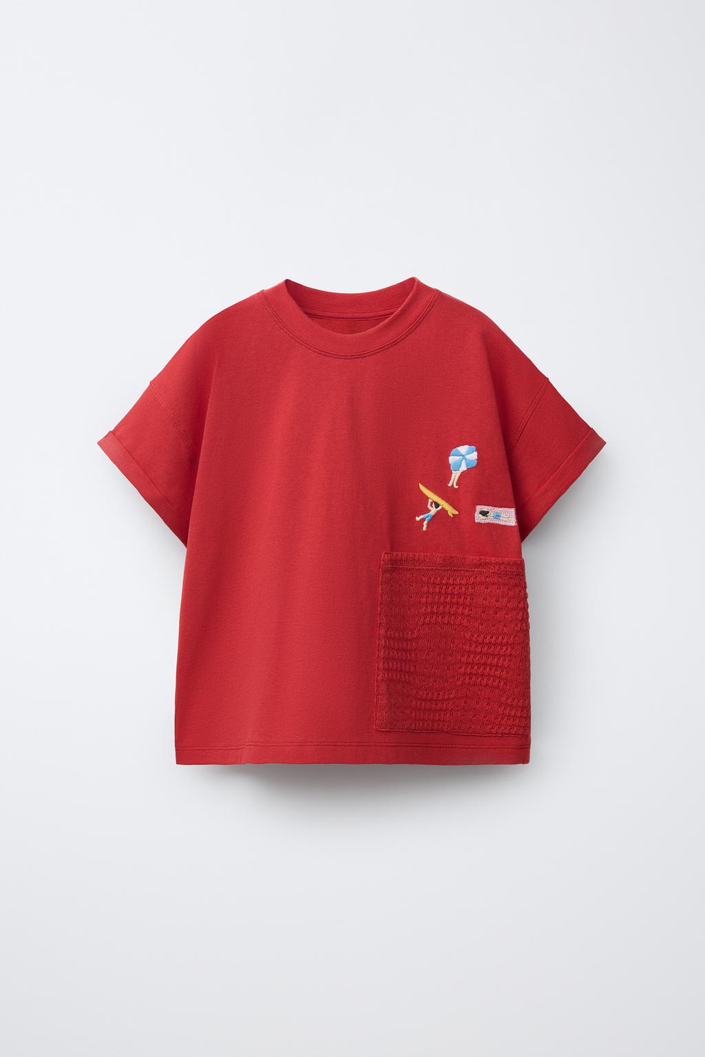 ФУТБОЛКА С КАРМАНОМ ИЗ КРУЖЕВА КРОШЕ