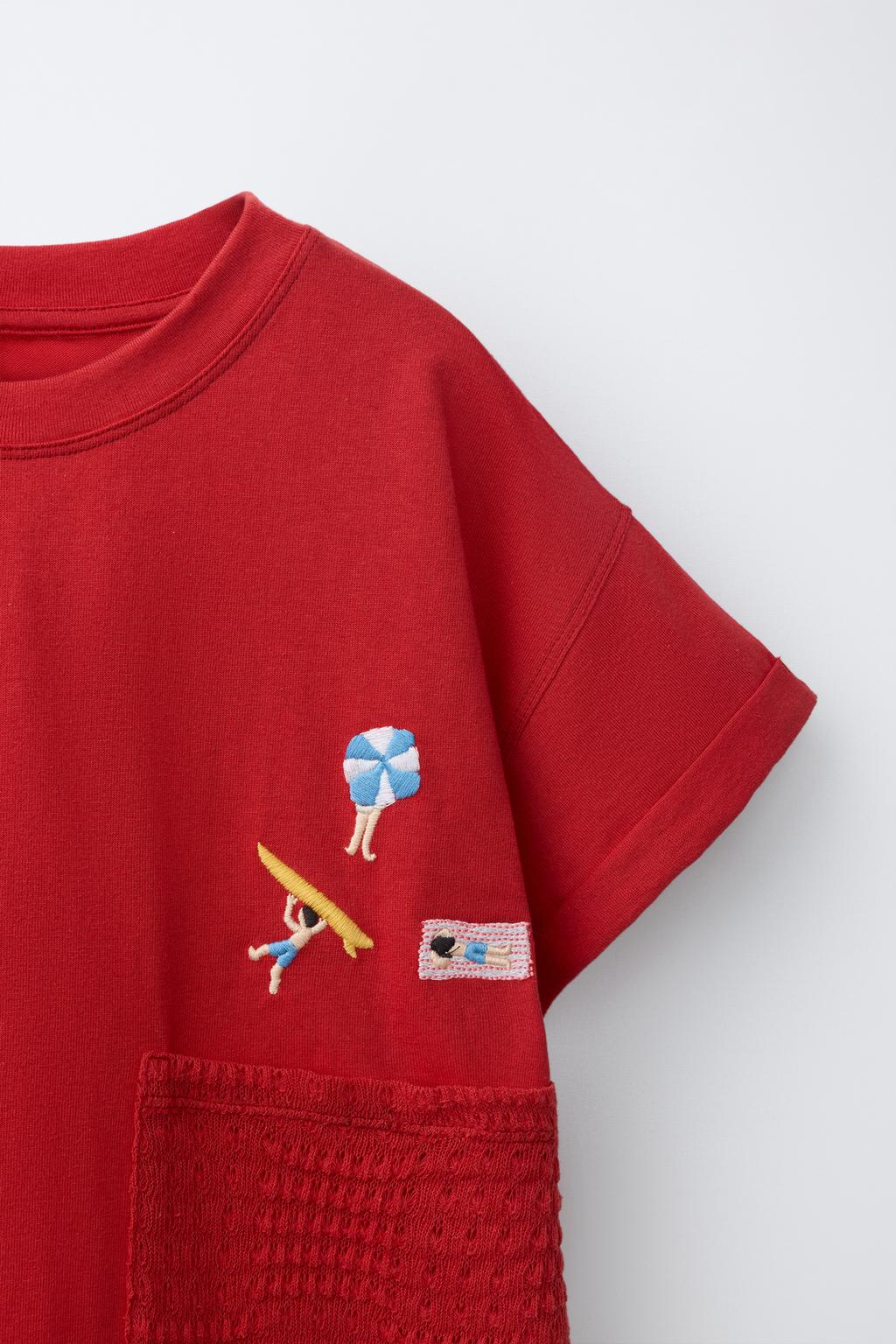 ФУТБОЛКА С КАРМАНОМ ИЗ КРУЖЕВА КРОШЕ