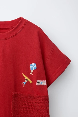 Футболка с карманом из кружева кроше- Заказать в России