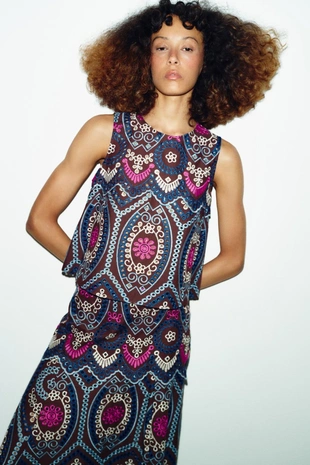 Юбка миди с перфорированной вышивкой- Заказать в России