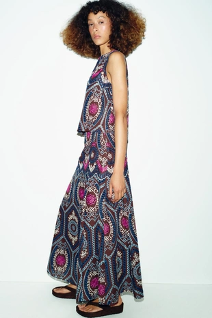 Юбка миди с перфорированной вышивкой- Заказать в России